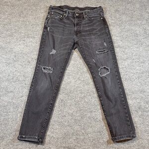 ABERCROMBIE & FITCH Men's Black Distressed Athletic Skinny‎ Stretch Jeans 32x30